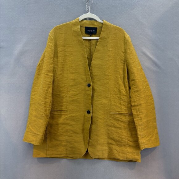 Lafayette 148 New York Zeke Linen-Blend Blazer in Mustard Yellow Size 14 - Picture 1 of 10